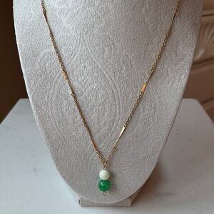 White and Green Beaded Necklace